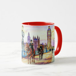 Aquarel Schilderij van Gezichten op London Bridge  Mok