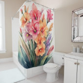 Aquarel Schilderij van Gladiolen Douchegordijn (In situ)
