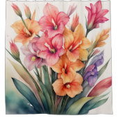 Aquarel Schilderij van Gladiolen Douchegordijn (Voorkant)