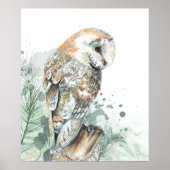 Aquarel Schuuruil Vogel Wilde Natuur Kunst Poster (Voorkant)