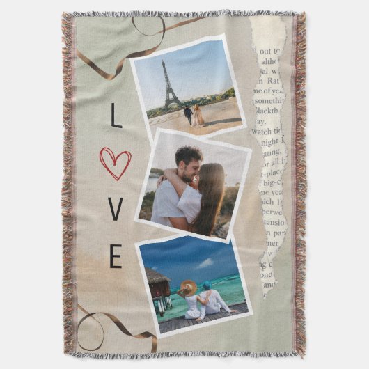 Aquarel Scrapbook Liefde Foto Ontwerp Deken (Voorkant Verticaal)