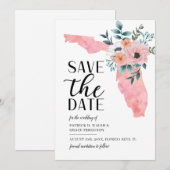 Aquarel Script Florida Bestemming Trouwdag Save The Date (Voorkant / Achterkant)