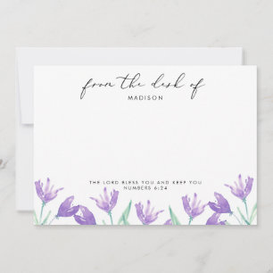 Aquarel Sering Bloemen Gepersonaliseerd Schriftuu Notitiekaartje