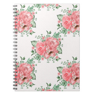 Aquarel Shabby Chic Roze Rozen en Stippen Notitieboek