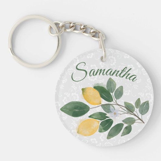 Aquarel Siciliaanse citroenen naam Sleutelhanger (Voorkant)