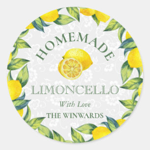 Aquarel Siciliaanse citroenen Thuisgemaakte limonc Ronde Sticker