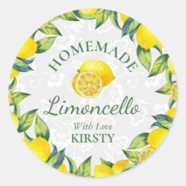 Aquarel Siciliaanse citroenen Thuisgemaakte limonc Ronde Sticker