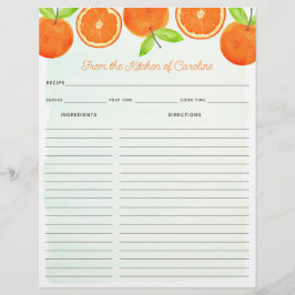 Aquarel Sinaasappels Fruit Receptkaart Binder Inst