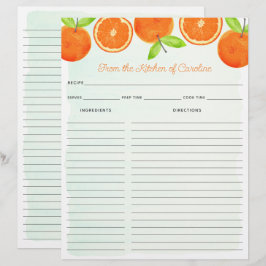 Aquarel Sinaasappels Fruit Receptkaart Binder Inst