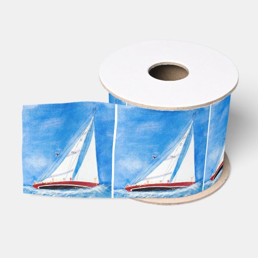 Aquarel slagzijde zeilboten grosgrain lint (Spoel)