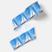 Aquarel slagzijde zeilboten grosgrain lint (Achterkant)