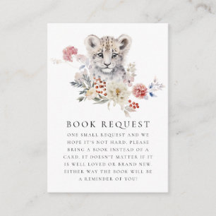 Aquarel Sneeuwluipaard Baby Shower Boek Verzoek Informatiekaartje