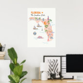 Aquarel Staatskunstkaart van Florida Poster (Thuiskantoor)