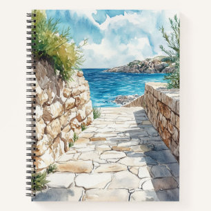 AQUAREL STENEN PAD NAAR DE ZEE SCÈNE NOTITIEBOEK