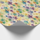 Aquarel sterren - veelkleurig cadeaupapier (Hoek)