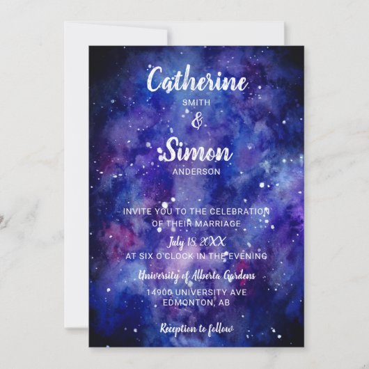 Aquarel sterrenstelsel sterrenhemel handlettering kaart (Voorkant)