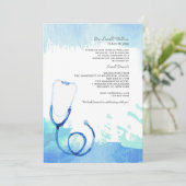 Aquarel Stethoscoop Uitnodiging (Staand voorkant)