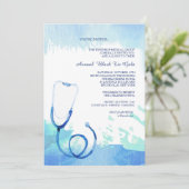Aquarel Stethoscoop Uitnodiging (Staand voorkant)