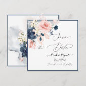 Aquarel Stofblauw Blosrozen Kaart (Voorkant / Achterkant)