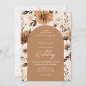 Aquarel stoffig oranje ivoor bruine bloemen kaart (Voorkant)