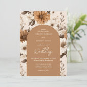 Aquarel stoffig oranje ivoor bruine bloemen kaart (Staand voorkant)