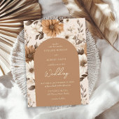 Aquarel stoffig oranje ivoor bruine bloemen kaart