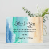Aquarel strand baby shower bedankje bedankkaart (Staand voorkant)