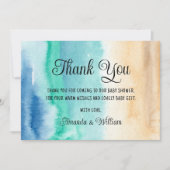 Aquarel strand babyshower bedankje bedankkaart (Voorkant)