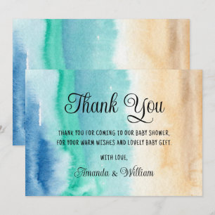Aquarel strand babyshower bedankje bedankkaart