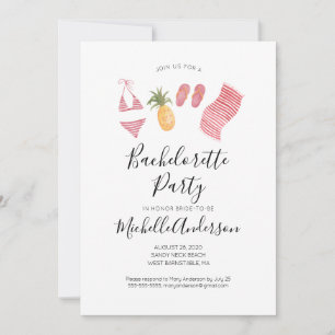 Aquarel strand bruidsfeest uitnodiging
