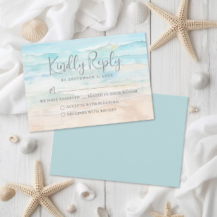 Aquarel Strand Bruiloft RSVP Antwoordkaart Kaartje