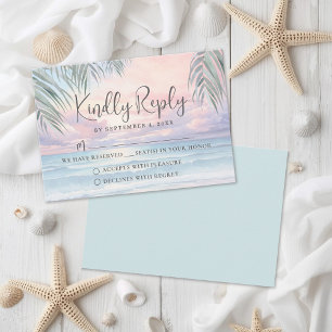 Aquarel Strand Bruiloft RSVP Antwoordkaart Kaartje