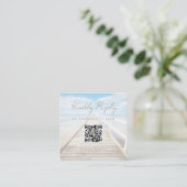 Aquarel Strand Bruiloft Scan Code RSVP Informatiekaartje (Staand voorkant)