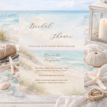 Aquarel strand bruiloftsuitnodiging voor een bruid