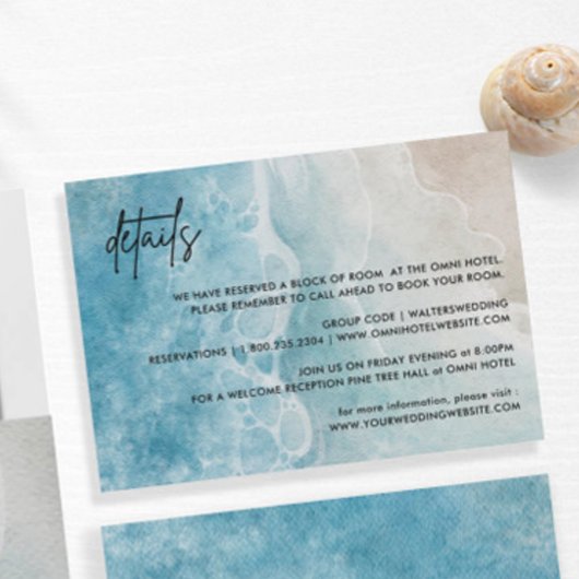 Aquarel Strand Huwelijksdetails Op Het Strand Informatiekaartje