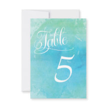 Aquarel Strand Oceaan Trouwtafel Nummerkaart
