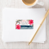 Aquarel Strand,Palmboom,Hibiscus Etiket (Insitu)