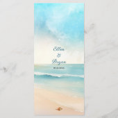Aquarel Strand Riemen Trouwdag Menu (Achterkant)