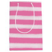 Aquarel Strand Roze Strepen Medium Cadeauzakje (Voorkant)