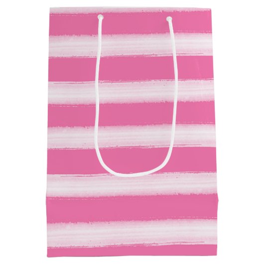 Aquarel Strand Roze Strepen Medium Cadeauzakje (Achterkant)