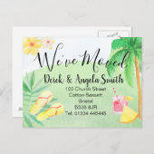 Aquarel strand thema adreswijziging, aankondigingskaart (Voorkant / Achterkant)