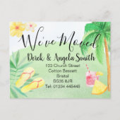 Aquarel strand thema adreswijziging, aankondigingskaart (Voorkant)