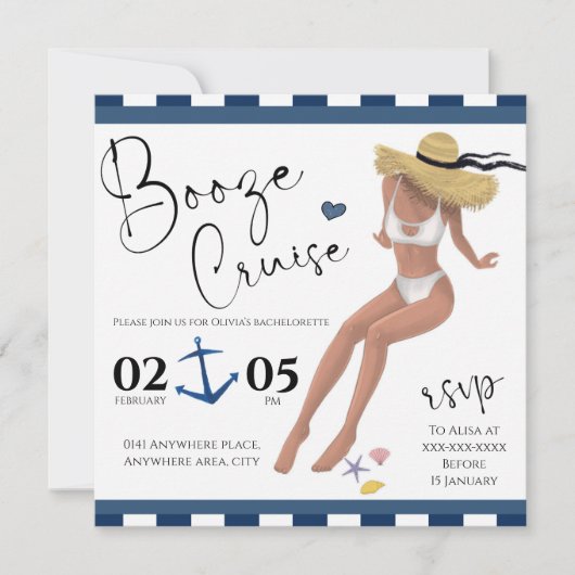 Aquarel strand thema vrijgezellenfeest kaart (Voorkant)