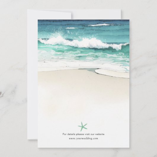 Aquarel Strand Trouwkaart Kaart (Achterkant)