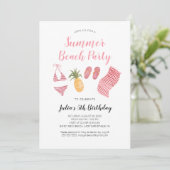 Aquarel strand verjaardagsfeest uitnodiging (Staand voorkant)