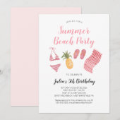 Aquarel strand verjaardagsfeest uitnodiging (Voorkant / Achterkant)