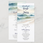 Aquarel Strandgolven Kust Huwelijksprogramma Programmakaart (Voorkant / Achterkant)