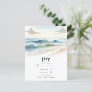 Aquarel Strandgolven Rustic Coastal Trouw-RSVD Kaart