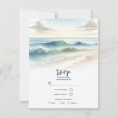 Aquarel Strandgolven Rustieke Kust Huwelijksreacti Kaart (Voorkant)