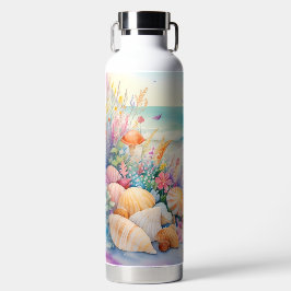 AQUAREL STRANDSCÈNE MET SCHELPEN WATERFLES